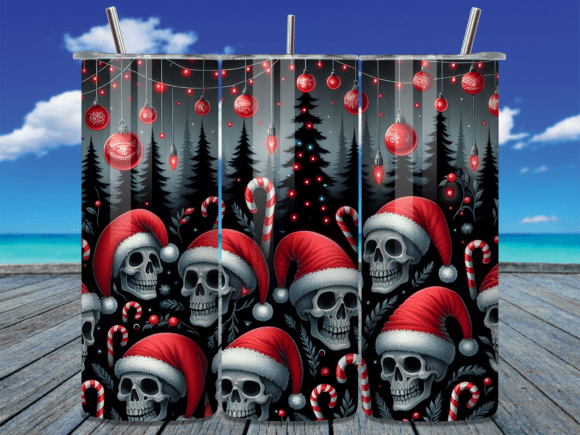 Download Christmas Skulls Holiday Tumbler Wrap - Premium Resources