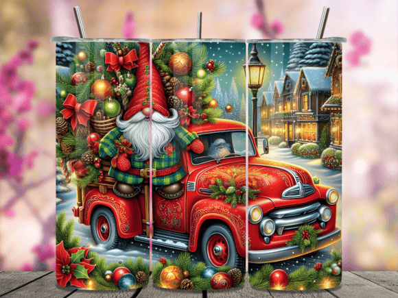 Download Red Truck Gnome Retro Holiday Tumbler - Premium Resources